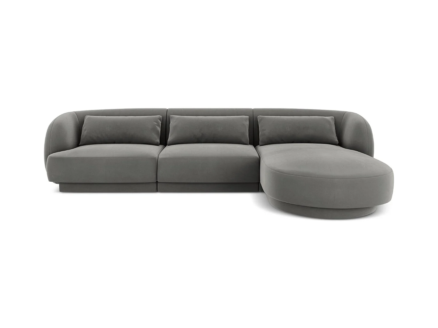 Cosmopolitan Design - Canapé d'angle droit "Tulum" 4 places en velours gris clair - 255x156x70cm