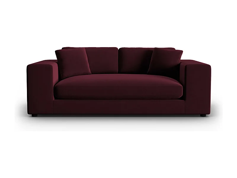 CXL by Christian Lacroix - Sofá "Tendance" 3 lugares em veludo vermelho escuro - 220x122x72cm