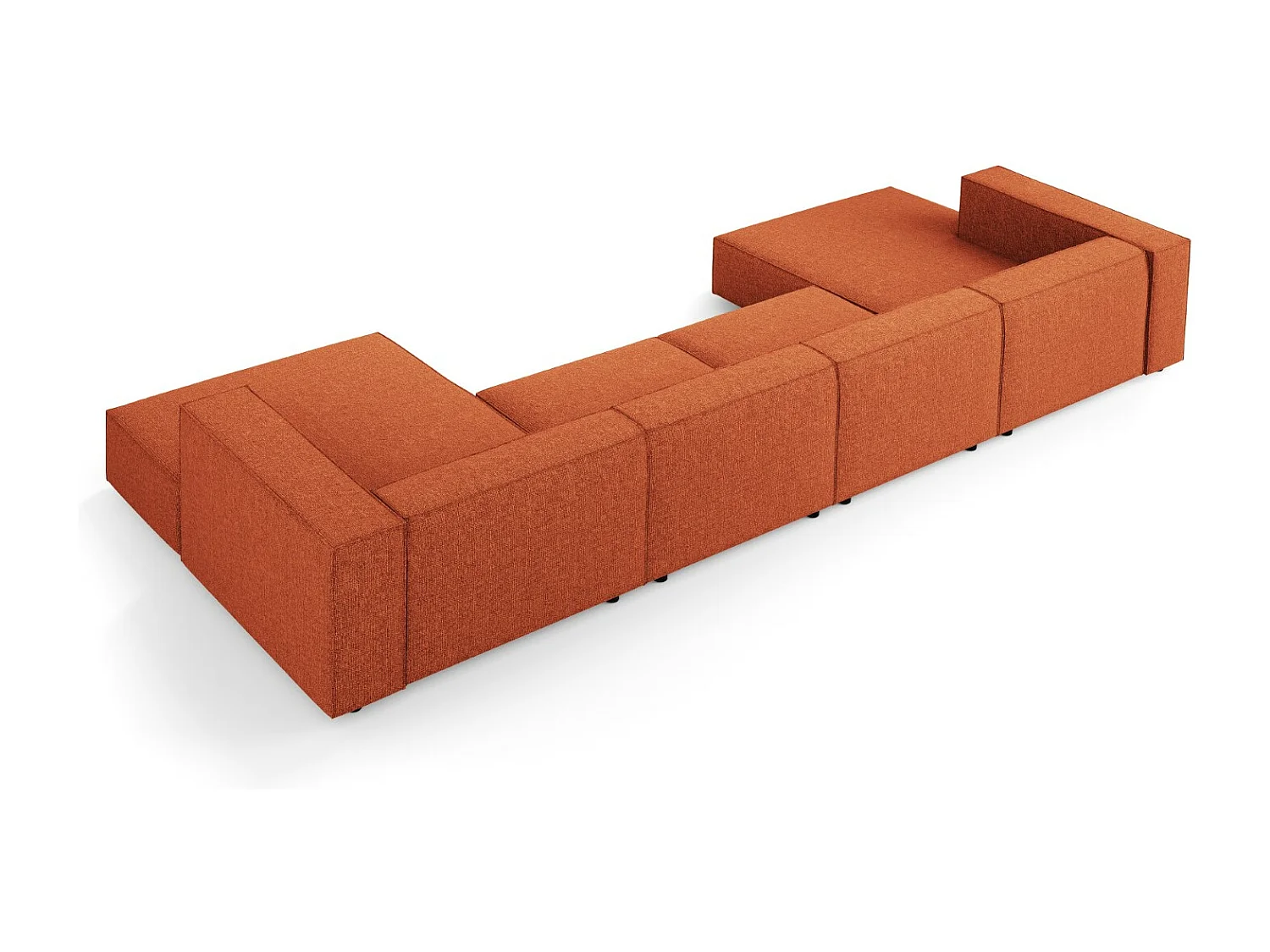 Cosmopolitan Design - Sofá panorámico "Arendal" 6 plazas de tejido chenilla terracota - 364x166x70cm