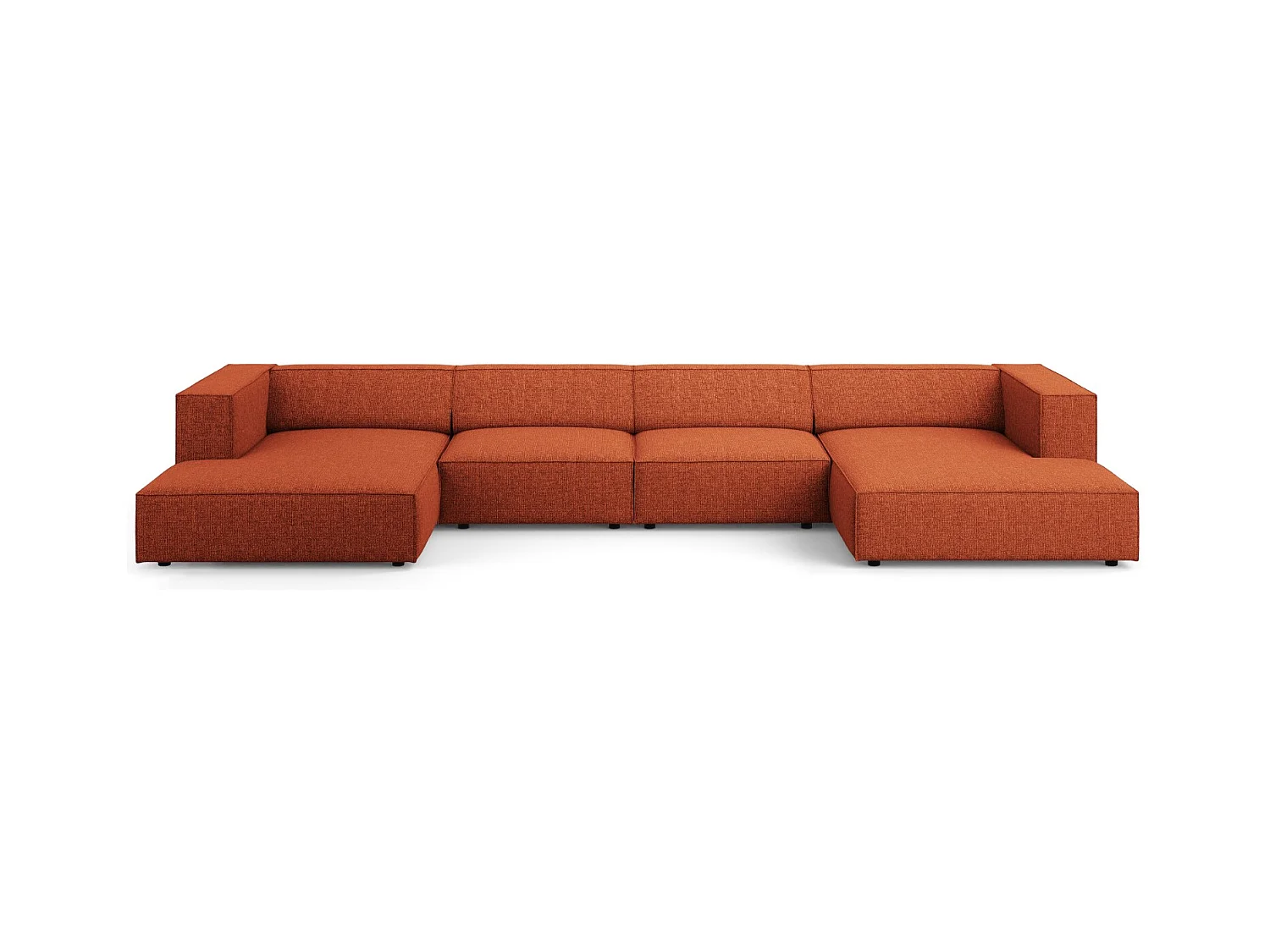 Cosmopolitan Design - Canapé panoramique "Arendal" 6 places en chenille terracotta - 364x166x70cm