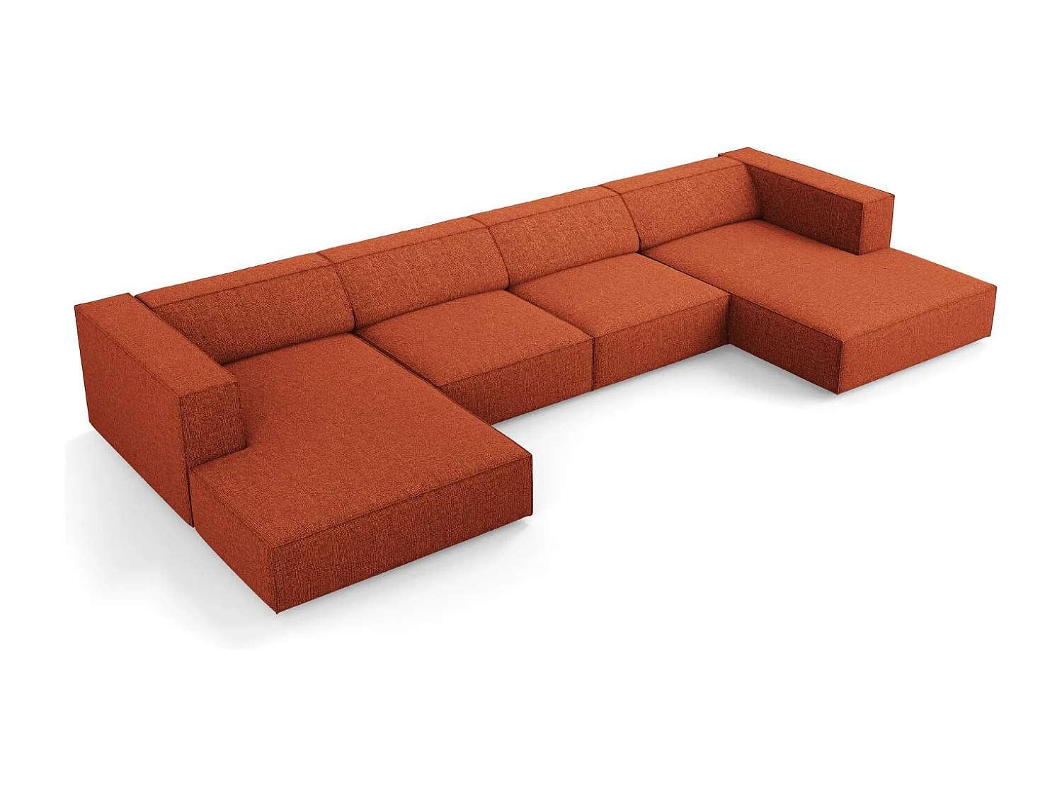 Cosmopolitan Design - Canapé panoramique "Arendal" 6 places en chenille terracotta - 364x166x70cm