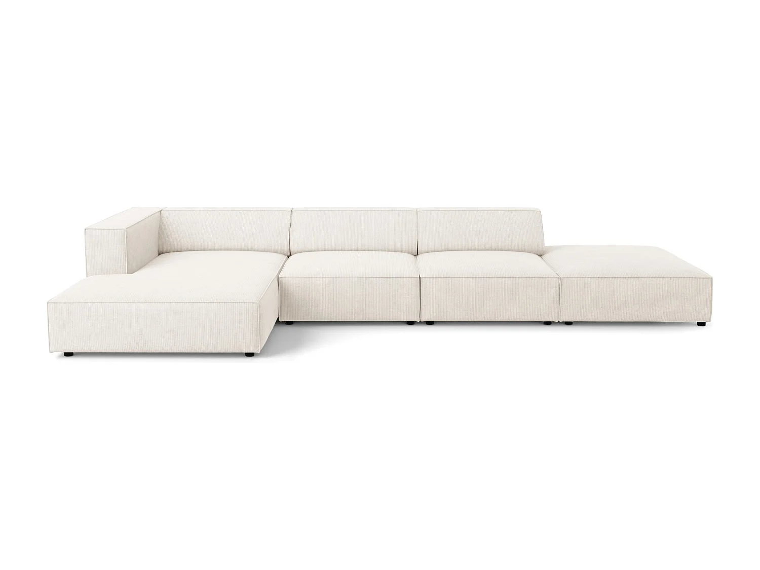 Cosmopolitan Design - Narożnik lewy, "Arendal" 5 miejsc szenil z efektem prążkowania, kość słoniowa - 341x166x70cm