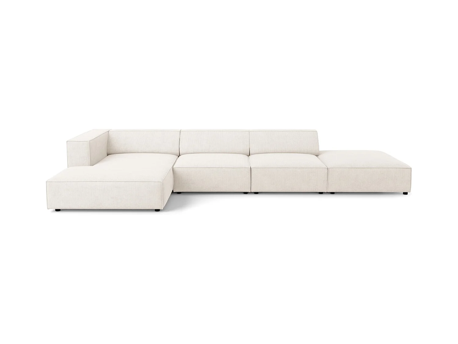 Cosmopolitan Design - Canapé d'angle gauche "Arendal" 5 places en chenille avec un effet côtelé ivoire - 341x166x70cm