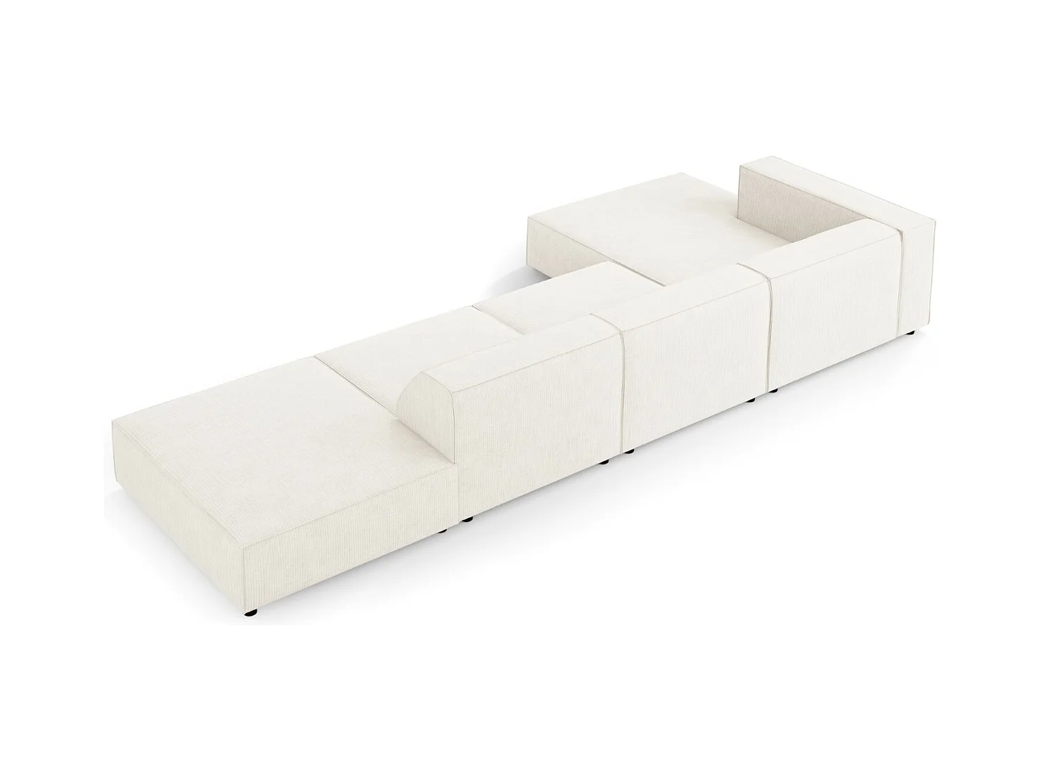 Cosmopolitan Design - Sofá esquinero izquierdo "Arendal" 5 plazas de tejido chenilla con efecto acanalado marfil - 341x166x70cm