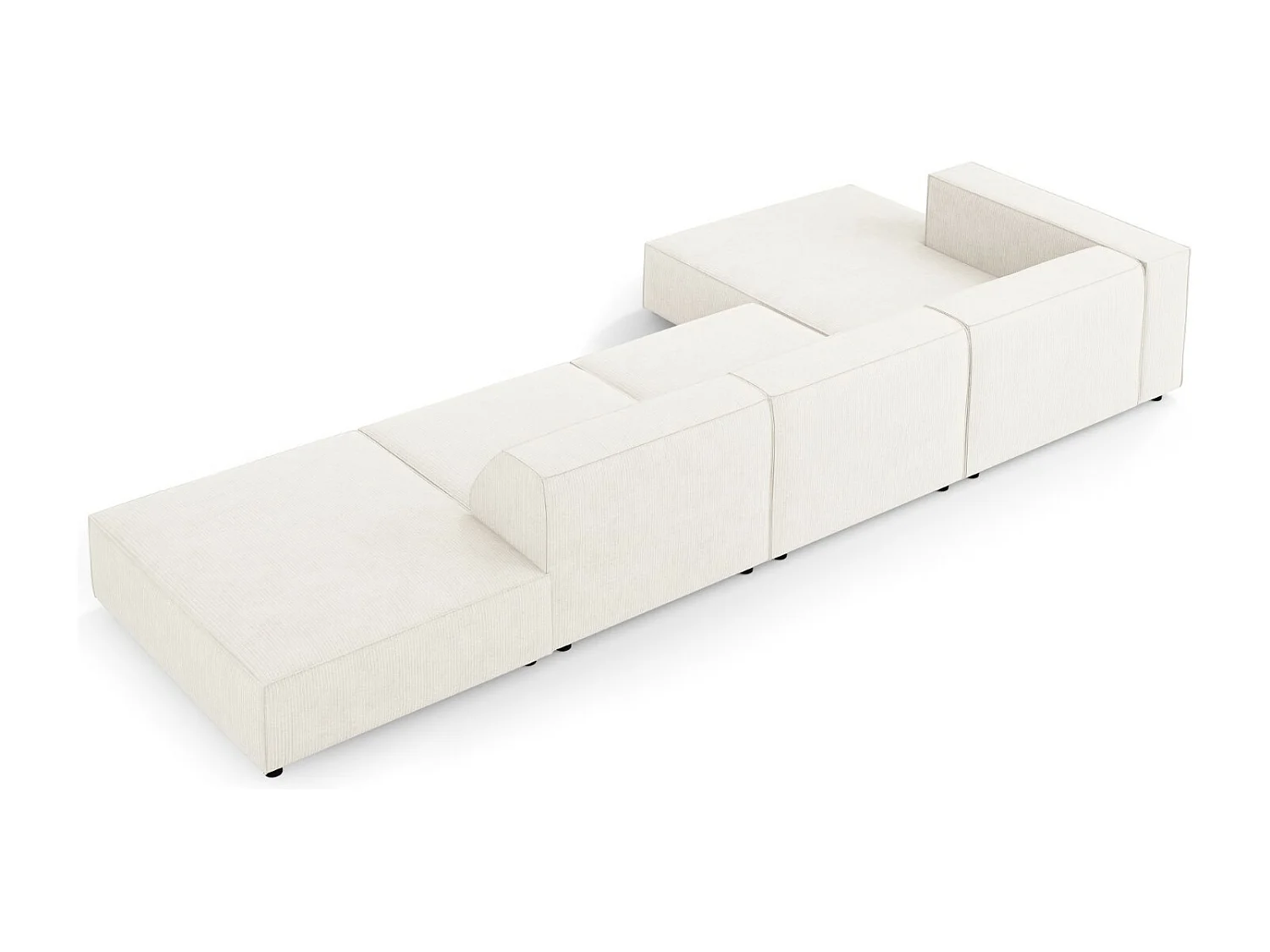 Cosmopolitan Design - Linker hoekbank "Arendal" 5 zitplaatsen, Chenille met ribbeleffect, Ivoor - 341x166x70cm