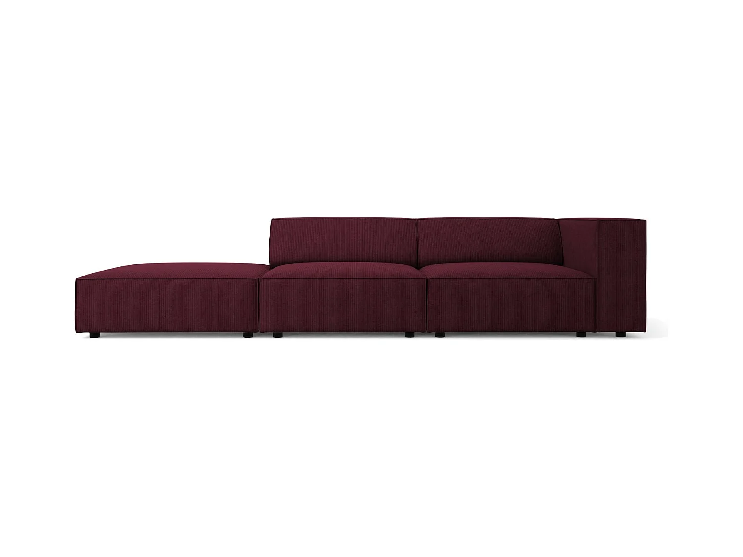 Cosmopolitan Design - Linker bank "Arendal" 4 zitplaatsen, Chenille met ribbeleffect, Robijn - 262x102x70cm