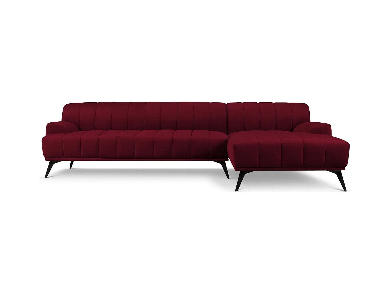 CXL by Christian Lacroix - Canapé d'angle droit "Rita" 5 places en velours bordeaux - 289x185x77cm