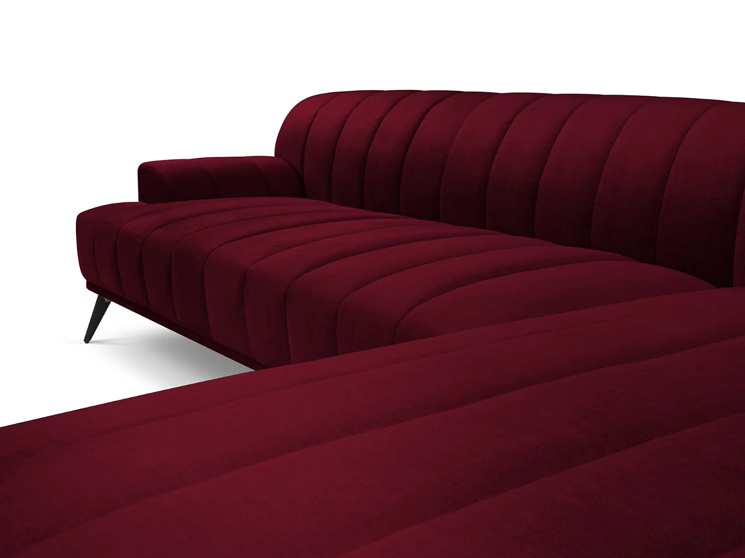 CXL by Christian Lacroix - Divano angolare destro "Rita" 5 posti in velluto bordeaux - 289x185x77cm