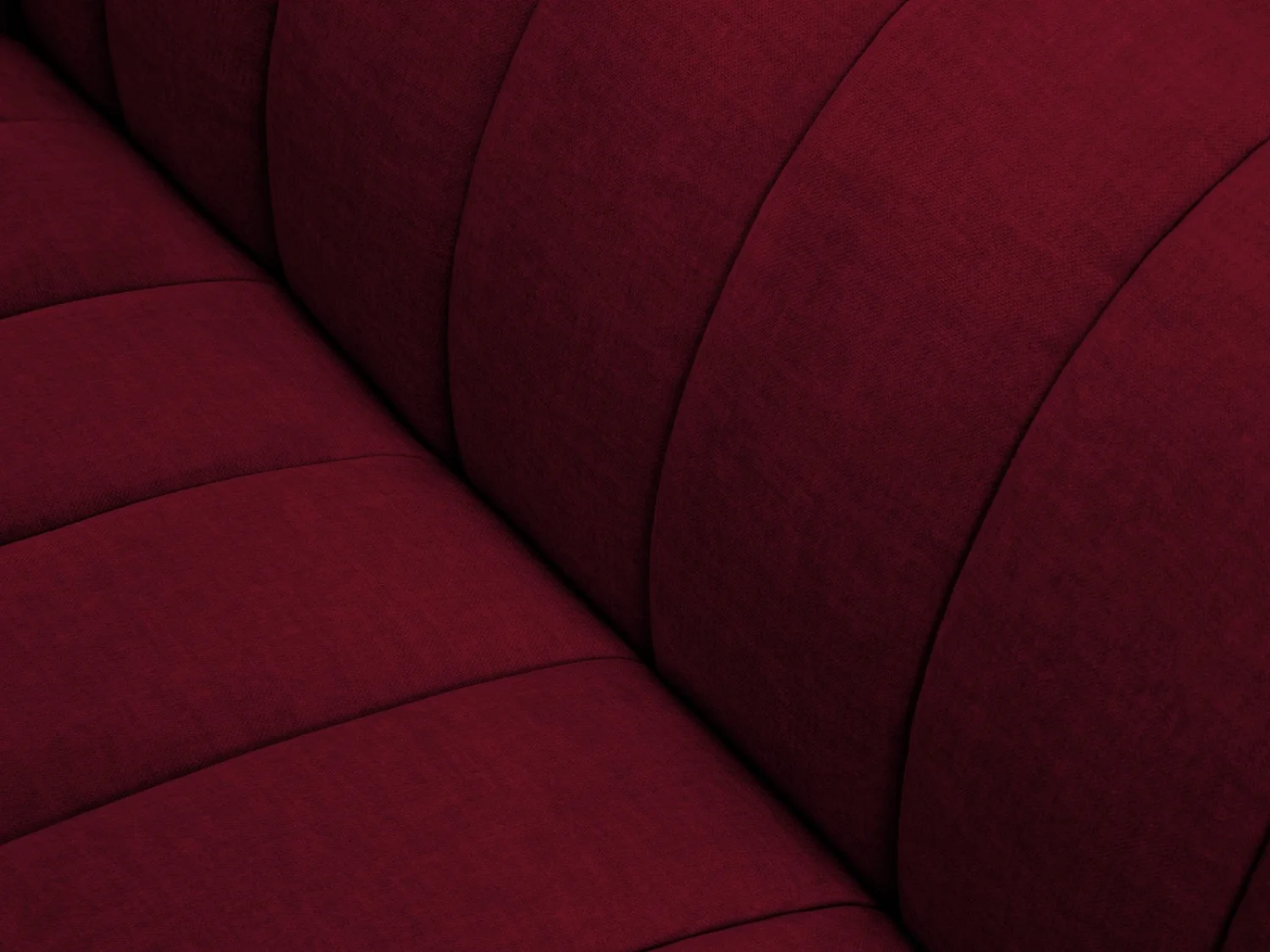 CXL by Christian Lacroix - Sofá de canto direito "Rita" 5 lugares em veludo bordeaux - 289x185x77cm