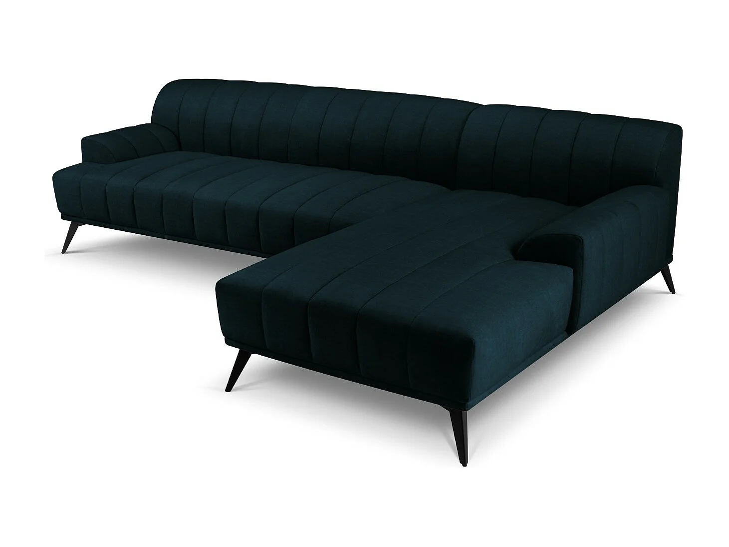 CXL by Christian Lacroix - 5-Sitzer Ecksofa rechts "Rita" Sitzer aus Samt petrol - 289x185x77cm