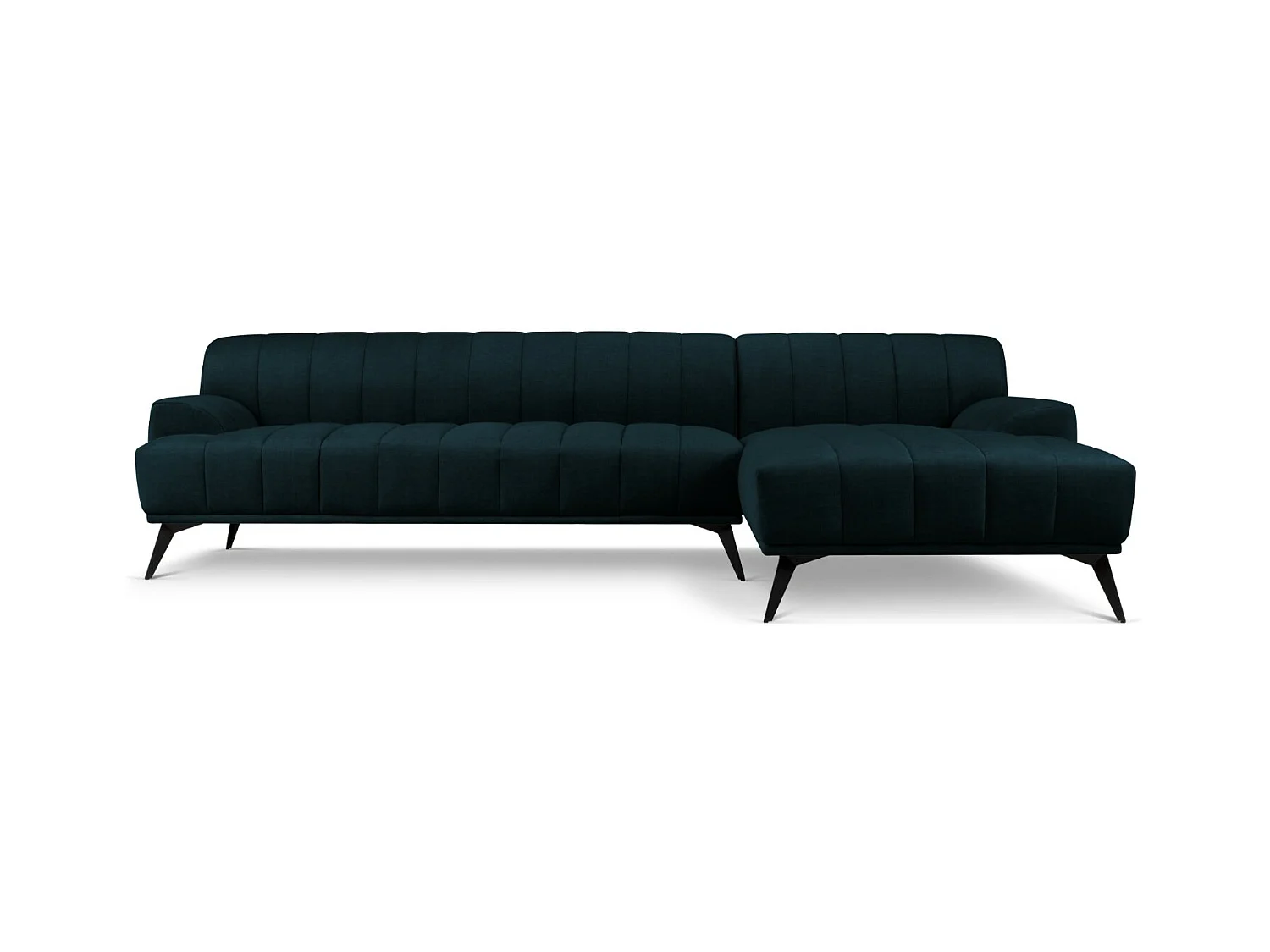 CXL by Christian Lacroix - Canapé d'angle droit "Rita" 5 places en velours pétrole profond - 289x185x77cm