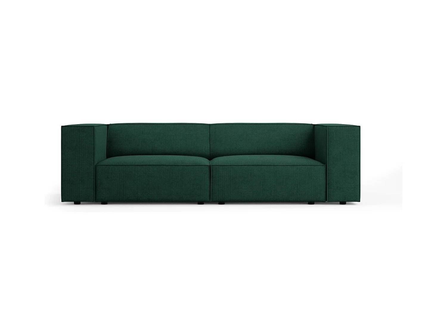 Cosmopolitan Design - Canapé "Arendal" 3 places en chenille avec un effet côtelé vert bouteille - 204x102x70cm