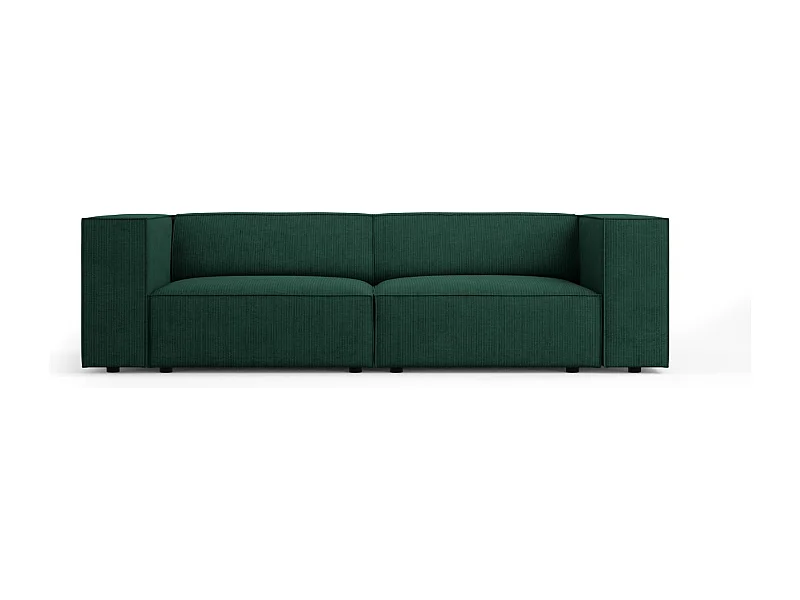 Cosmopolitan Design - Sofá "Arendal" 3 lugares em tecido chenille com efeito canelado verde garrafa - 204x102x70cm