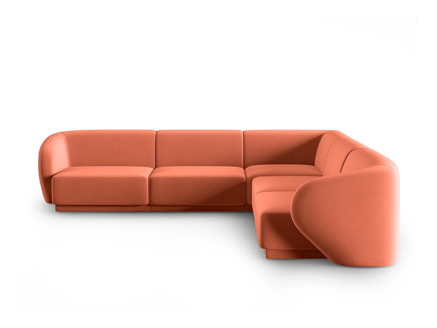 CXL by Christian Lacroix - Symmetrische modulaire hoekbank "Lionel" 6 zitplaatsen, Flueel, Koraal - 265x265x74cm