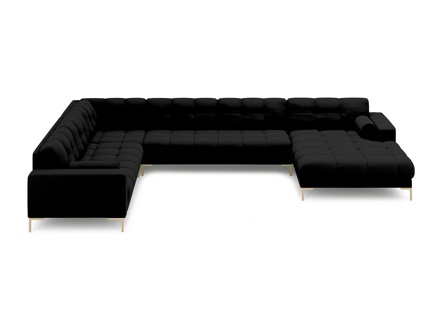 Cosmopolitan Design - 7-Sitzer Panoramasofa links "Bali" aus strukturiertem Stoff schwarz - 327x256x75cm