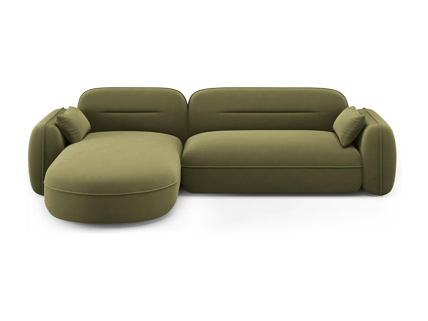 Cosmopolitan Design - Divano angolare modulare sinistro "Sydney" 4 posti in velluto verde chiaro - 275x165x70cm