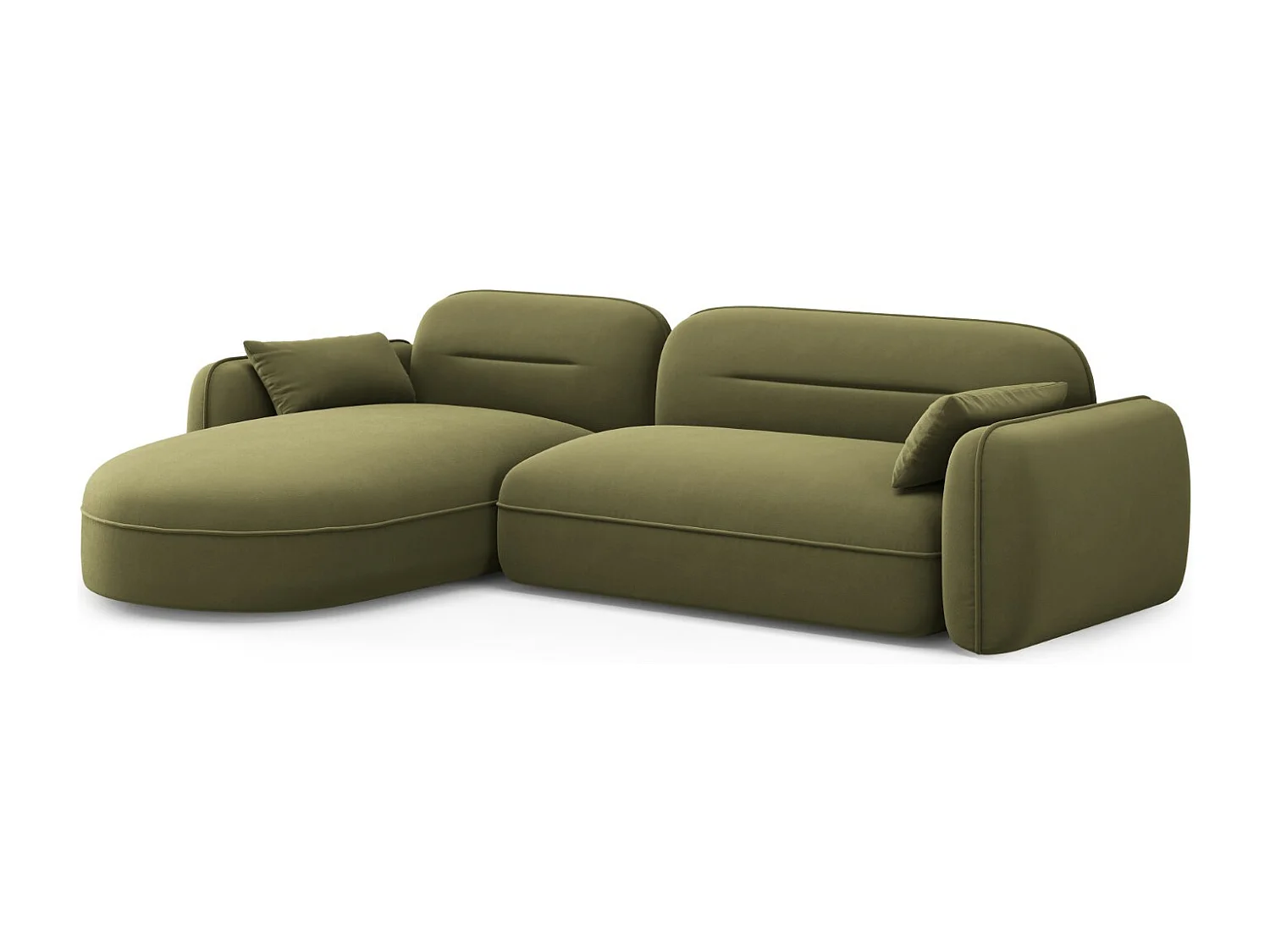 Cosmopolitan Design - Divano angolare modulare sinistro "Sydney" 4 posti in velluto verde chiaro - 275x165x70cm