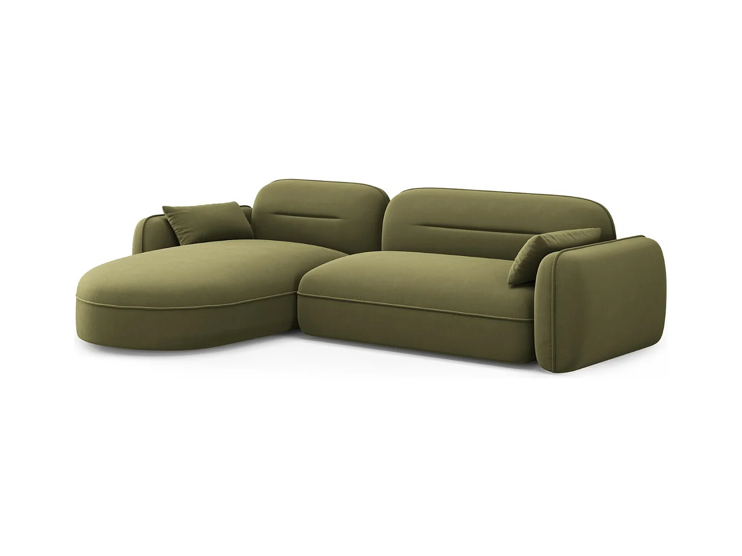 Cosmopolitan Design - Canapé d'angle gauche modulable "Sydney" 4 places en velours vert clair - 275x165x70cm