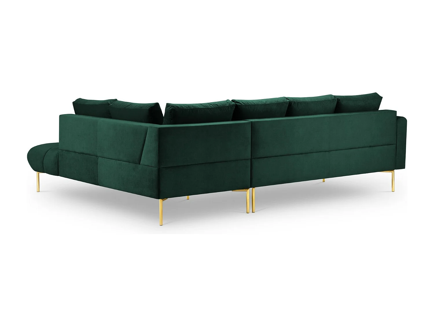 Cosmopolitan Design - Sofá esquinero derecho "Hastings" 5 plazas de terciopelo verde botella - 301x216x75cm