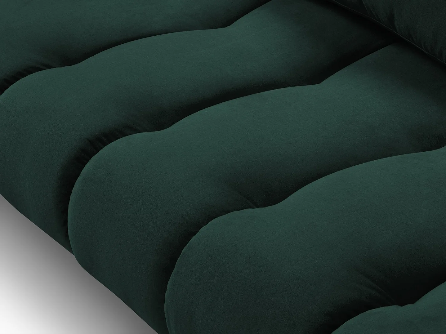 Cosmopolitan Design - Sofá esquinero derecho "Hastings" 5 plazas de terciopelo verde botella - 301x216x75cm