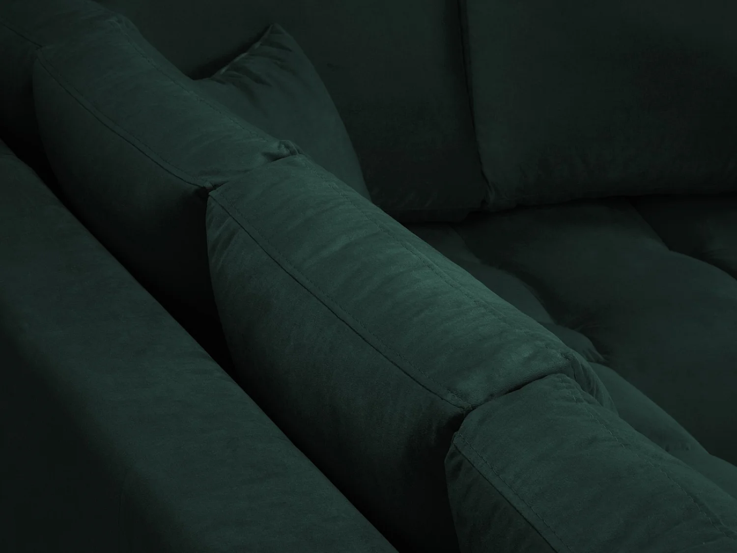 Cosmopolitan Design - Sofá de canto direito "Hastings" 5 lugares em veludo verde garrafa - 301x216x75cm