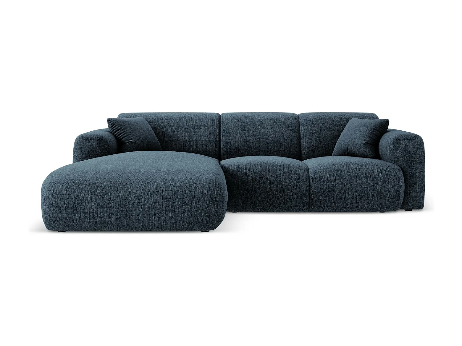 Cosmopolitan Design - Canapé d'angle gauche "Nolio" 4 places en chenille bleu roi - 260x170x72cm