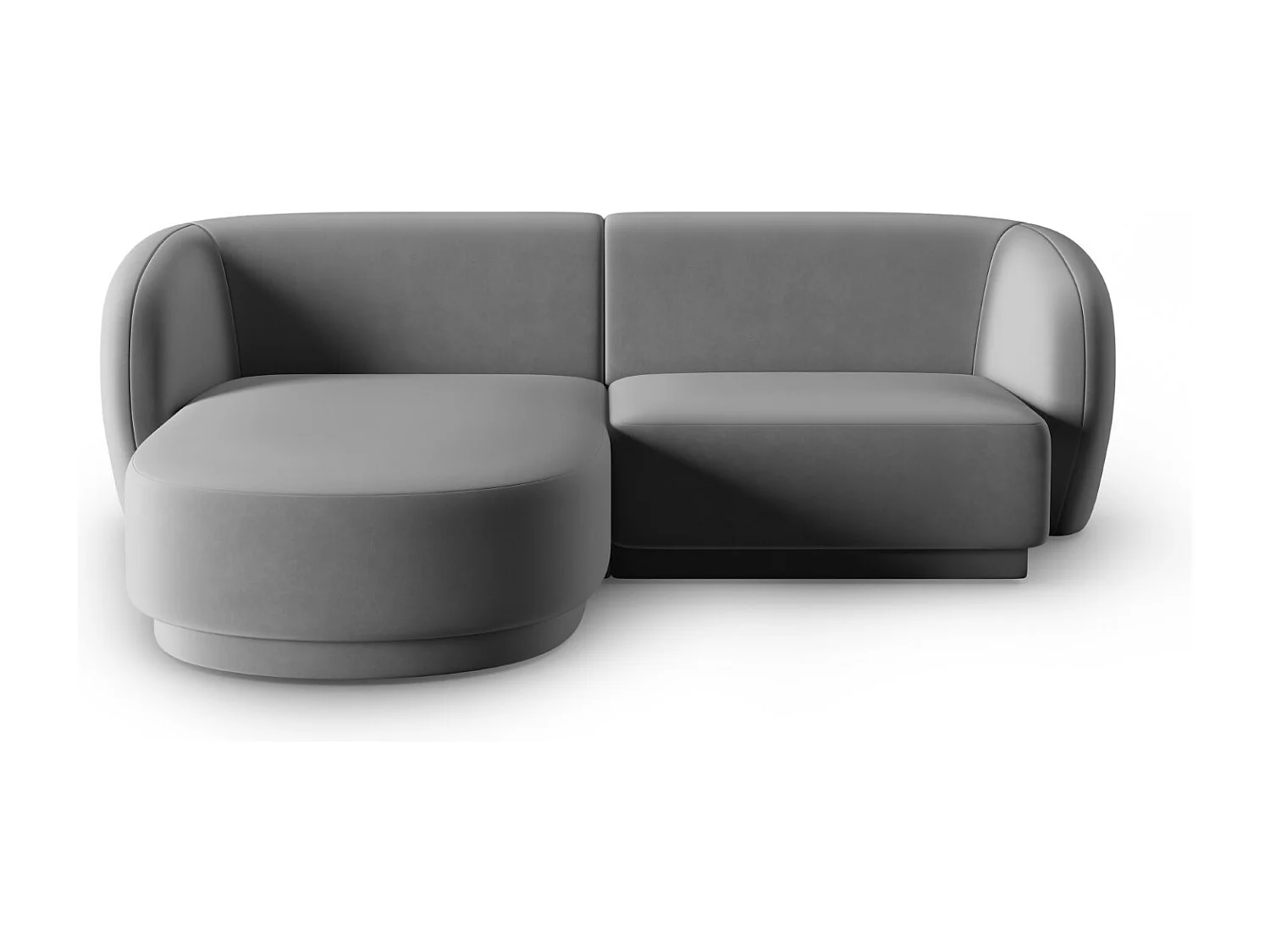 CXL by Christian Lacroix - Canapé d'angle gauche modulable "Lionel" 3 places en velours gris - 188x155x74cm