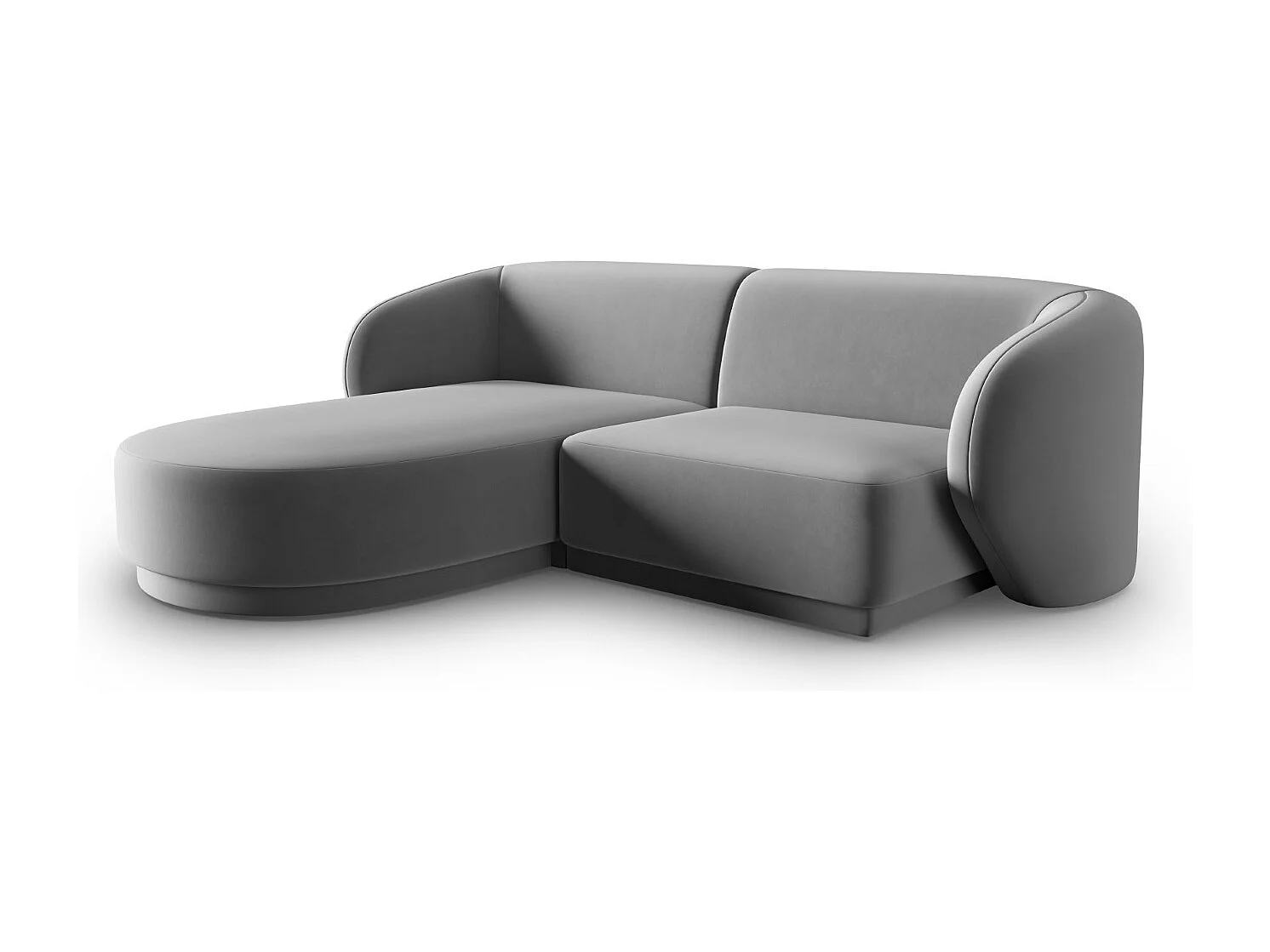 CXL by Christian Lacroix - Canapé d'angle gauche modulable "Lionel" 3 places en velours gris - 188x155x74cm