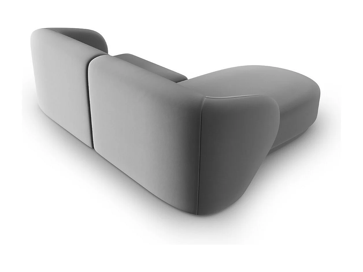 CXL by Christian Lacroix - Canapé d'angle gauche modulable "Lionel" 3 places en velours gris - 188x155x74cm