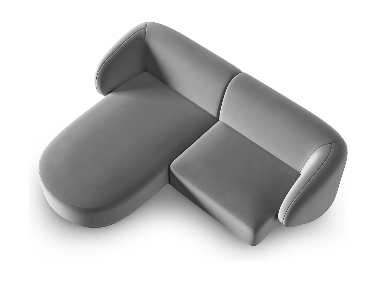 CXL by Christian Lacroix - Canapé d'angle gauche modulable "Lionel" 3 places en velours gris - 188x155x74cm