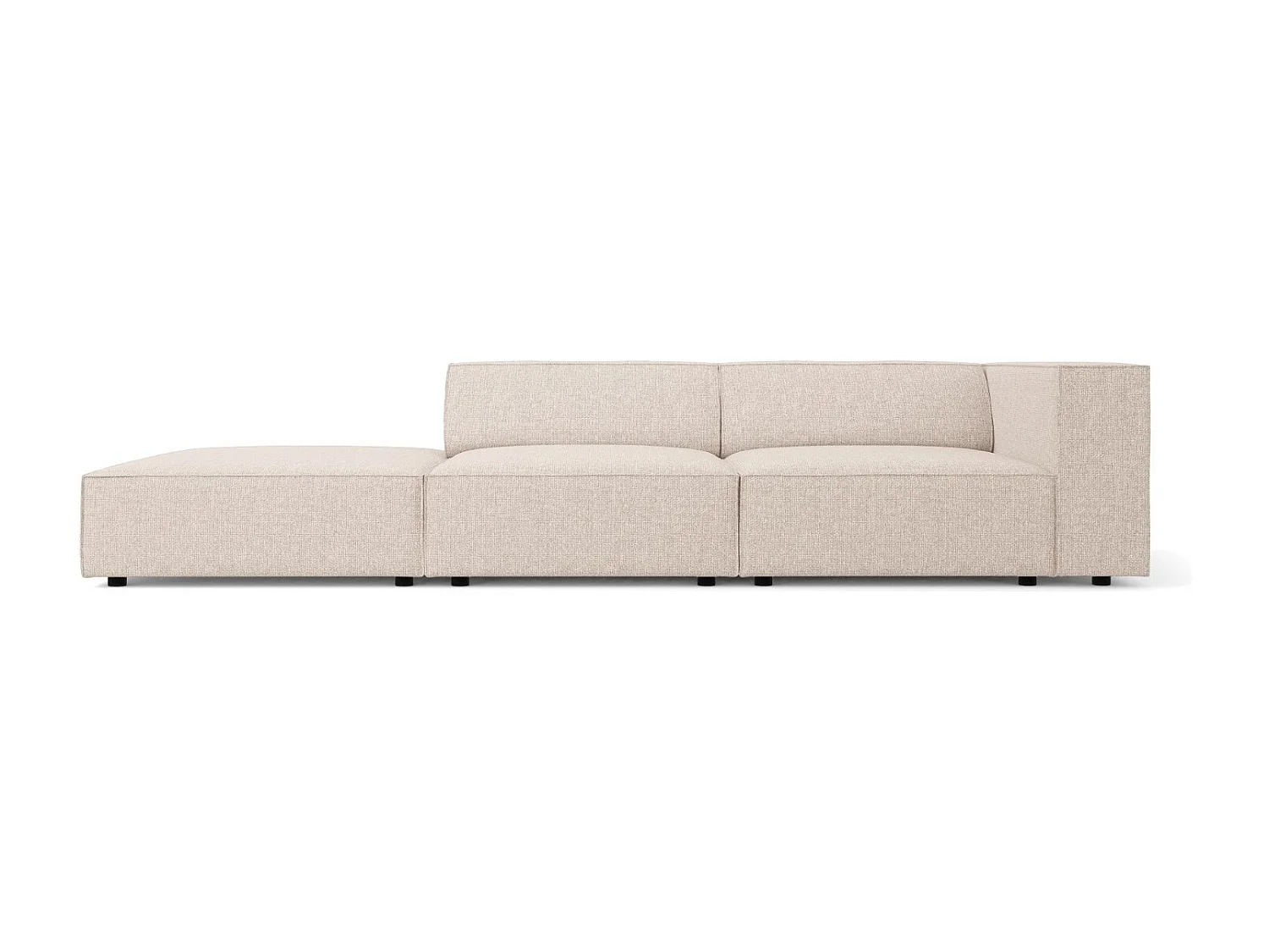 Cosmopolitan Design - Divano sinistro "Arendal" 4 posti in ciniglia beige - 262x102x70cm
