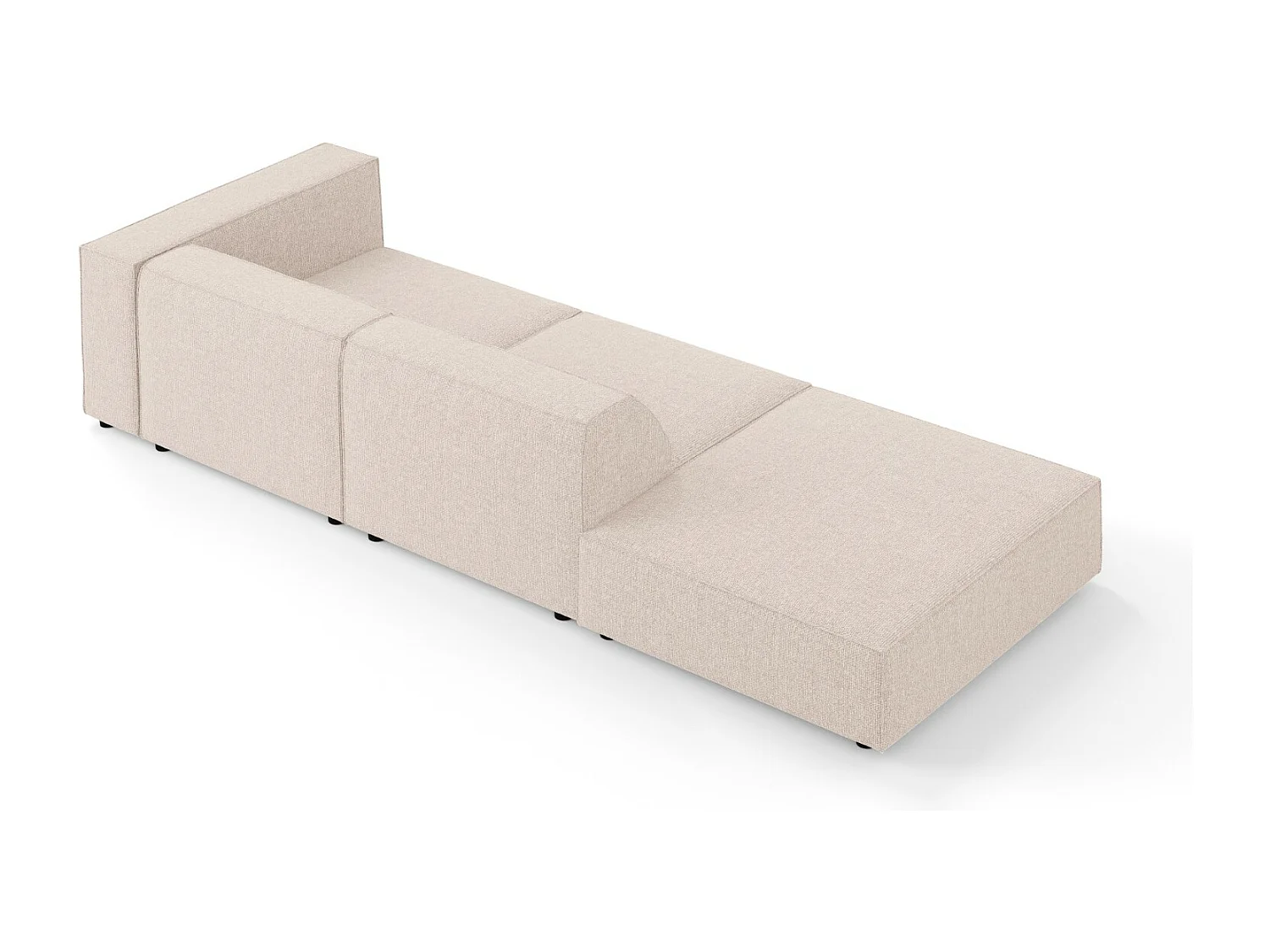 Cosmopolitan Design - Canapé gauche "Arendal" 4 places en chenille beige - 262x102x70cm