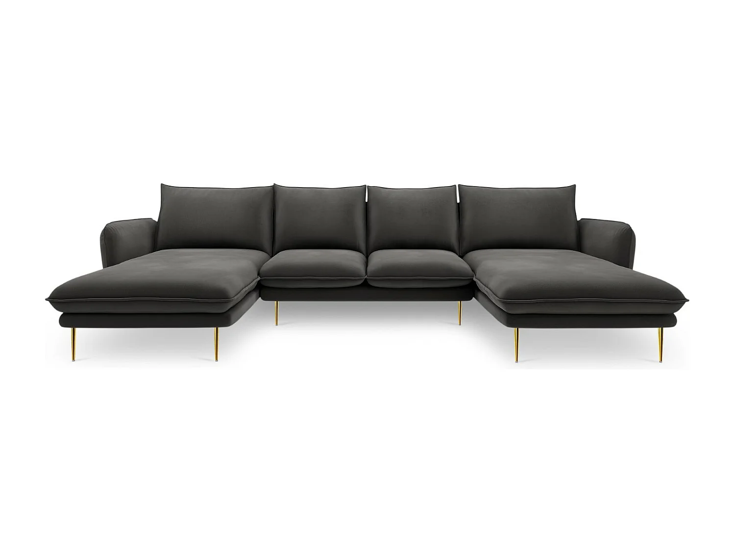 Cosmopolitan Design - 6-Sitzer Panoramasofa "Vienna" aus Samt dunkelgrau - 350x170x95cm