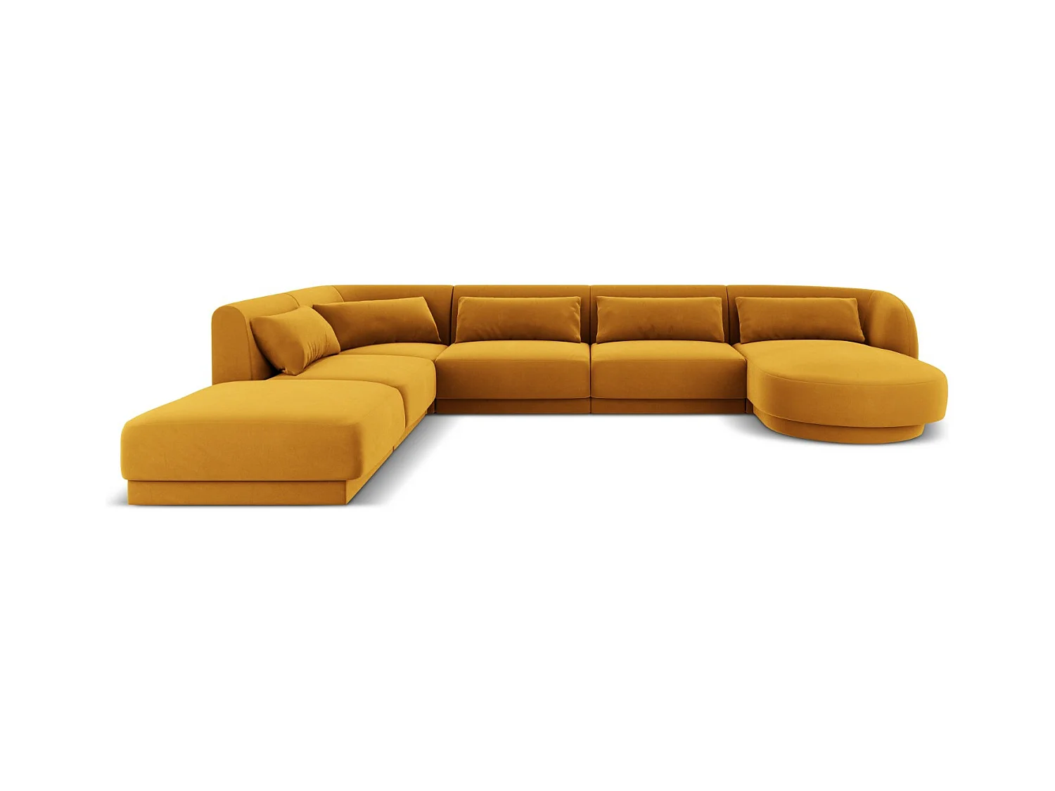 Cosmopolitan Design - Panoramische hoekbank links "Tulum" 6 zitplaatsen, Flueel, GEEL - 330x255x70cm