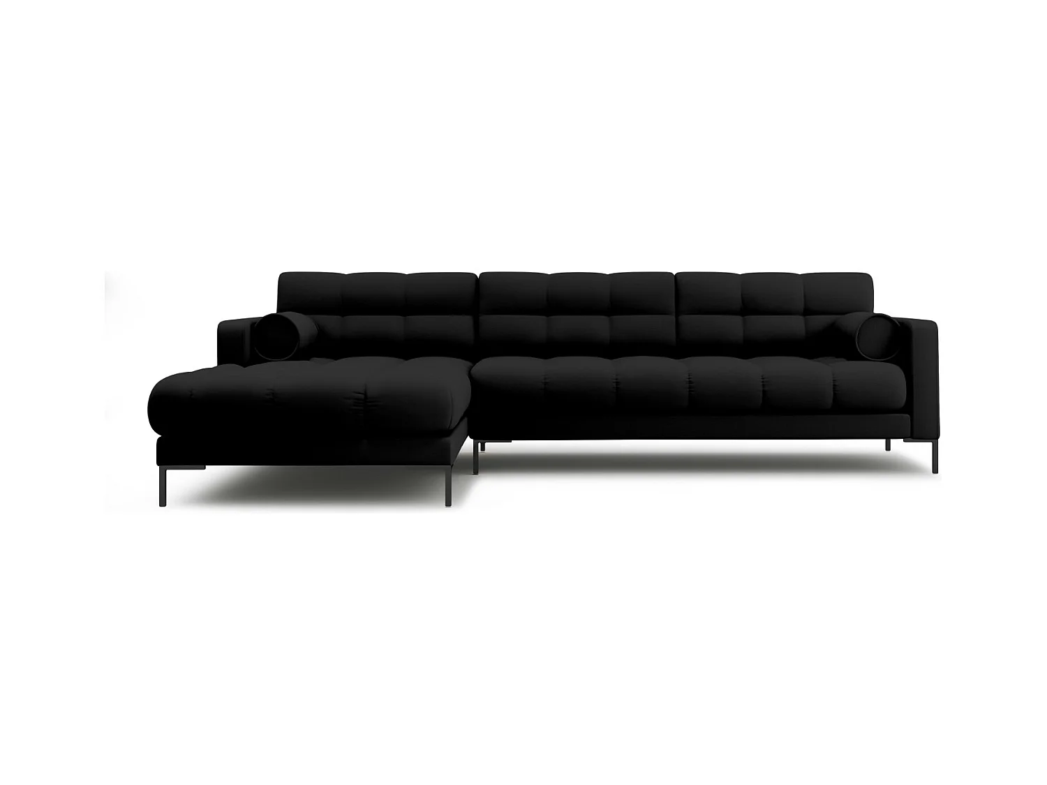 Cosmopolitan Design - 5-Sitzer Ecksofa links "Bali" aus strukturiertem Stoff schwarz - 293x185x75cm