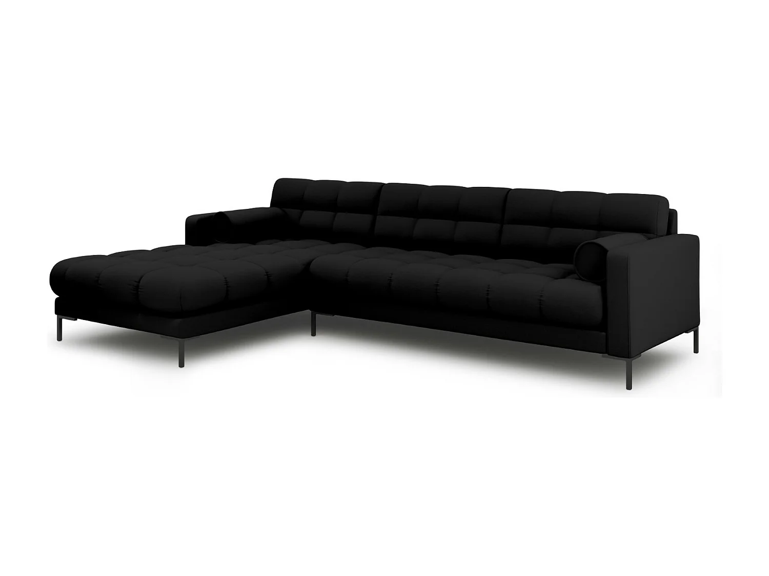 Cosmopolitan Design - 5-Sitzer Ecksofa links "Bali" aus strukturiertem Stoff schwarz - 293x185x75cm
