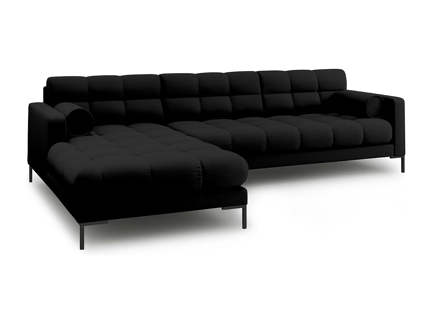 Cosmopolitan Design - Sofá de canto esquerdo "Bali" 5 lugares em tecido estrutural preto - 293x185x75cm