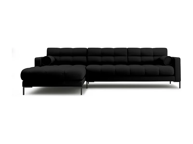 Cosmopolitan Design - Canapé d'angle gauche "Bali" 5 places en tissu structurel noir - 293x185x75cm