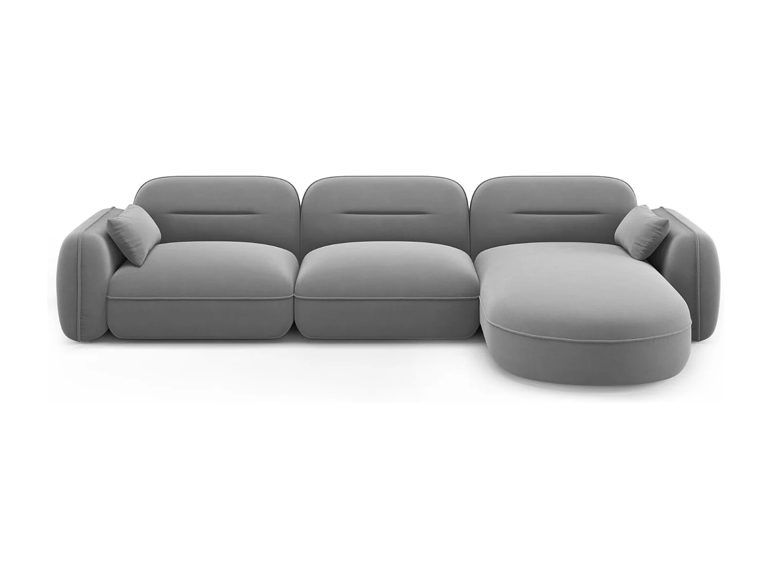 Cosmopolitan Design - 4-Sitzer modulares Ecksofa rechts "Sydney" aus Samt hellgrau - 320x165x70cm