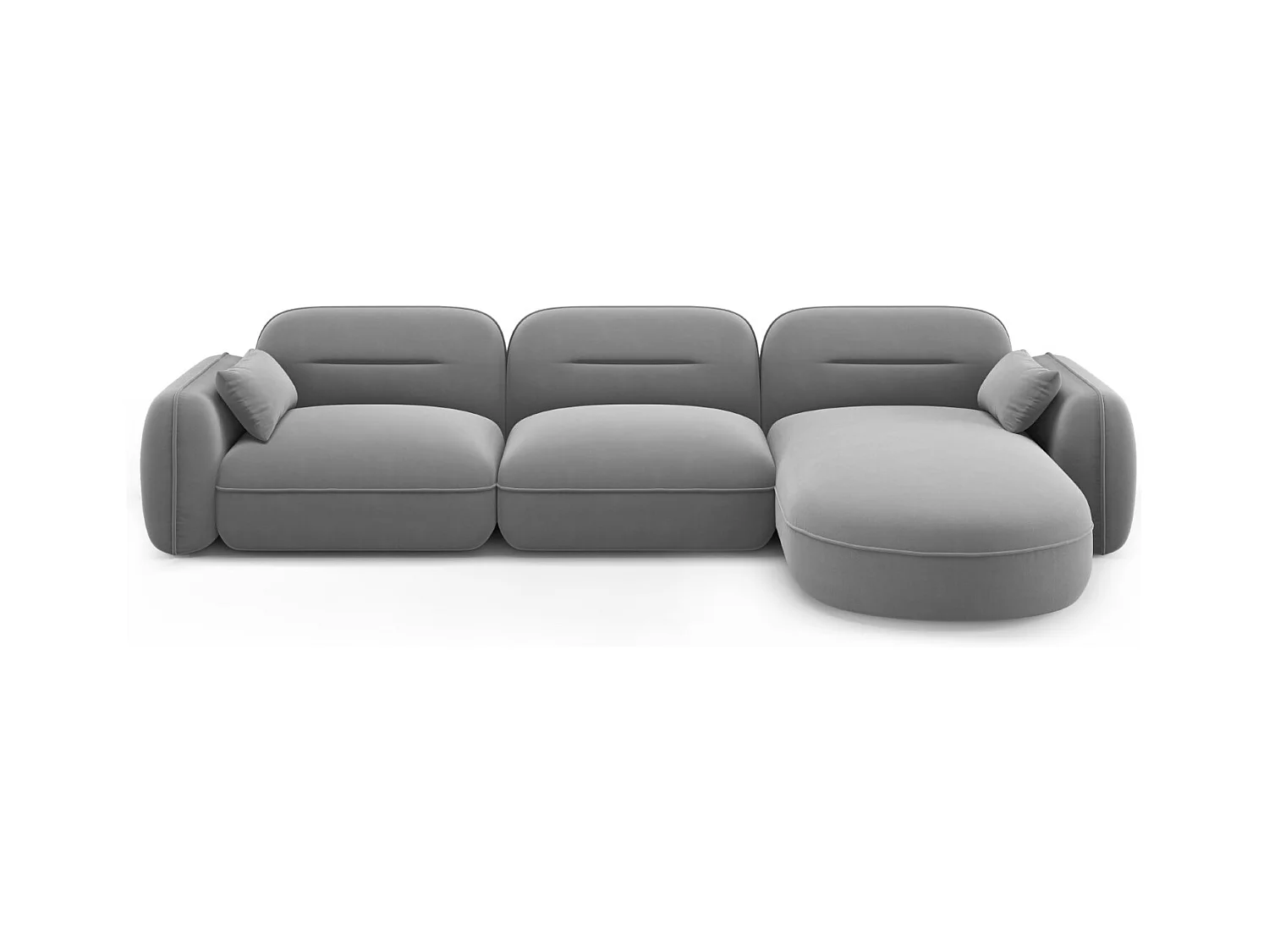 Cosmopolitan Design - Modulaire hoekbank rechts "Sydney" 4 zitplaatsen, Flueel, Lichtgrijs - 320x165x70cm