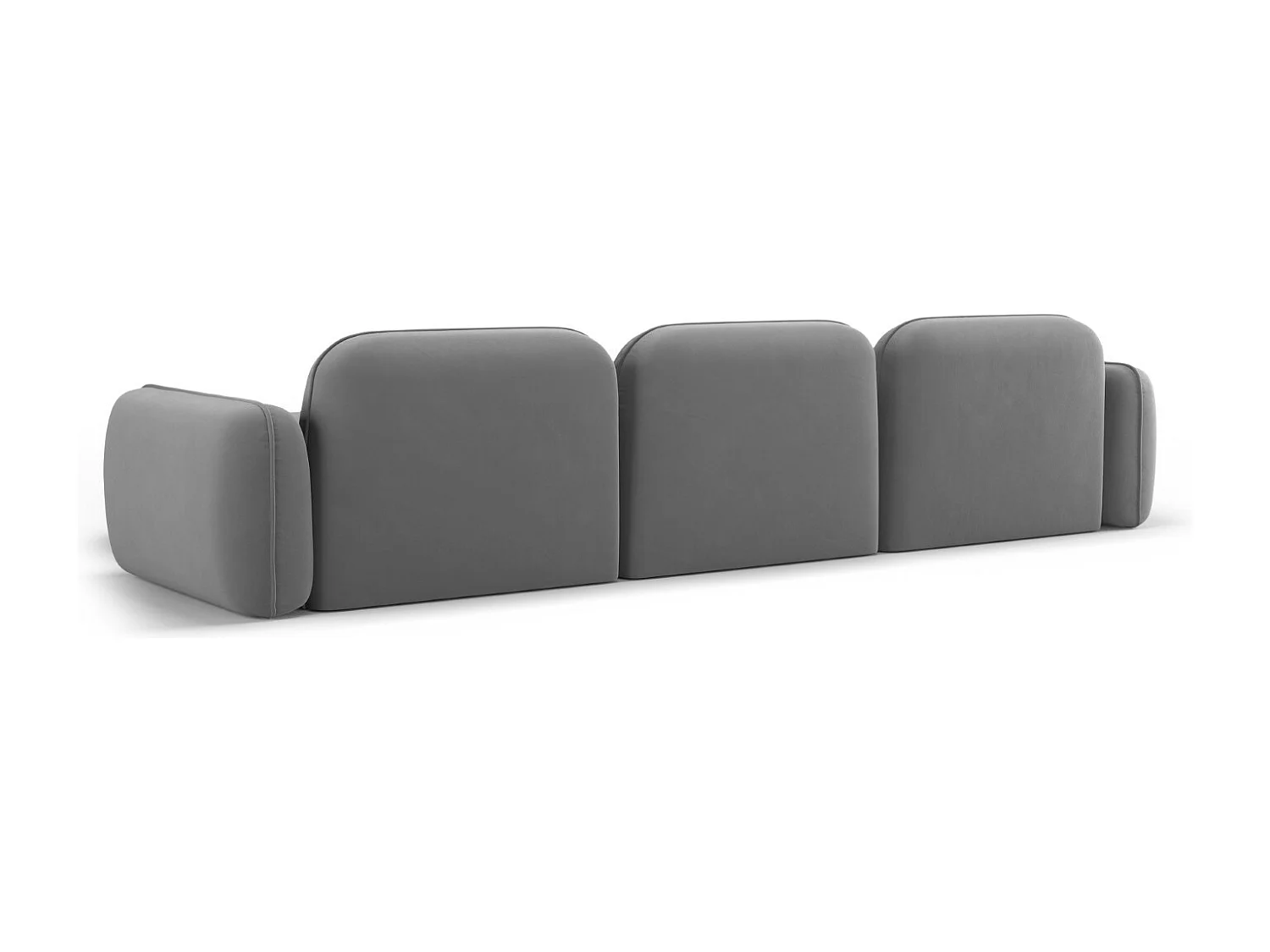 Cosmopolitan Design - Canapé d'angle droit modulable "Sydney" 4 places en velours gris clair - 320x165x70cm