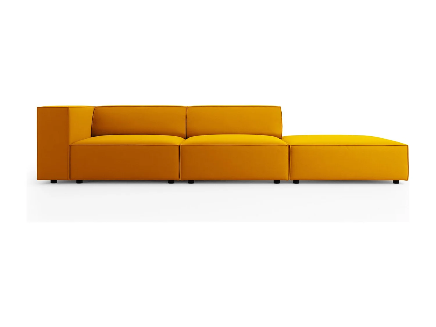 Cosmopolitan Design - Canapé droit "Arendal" 4 places en velours jaune - 262x102x70cm