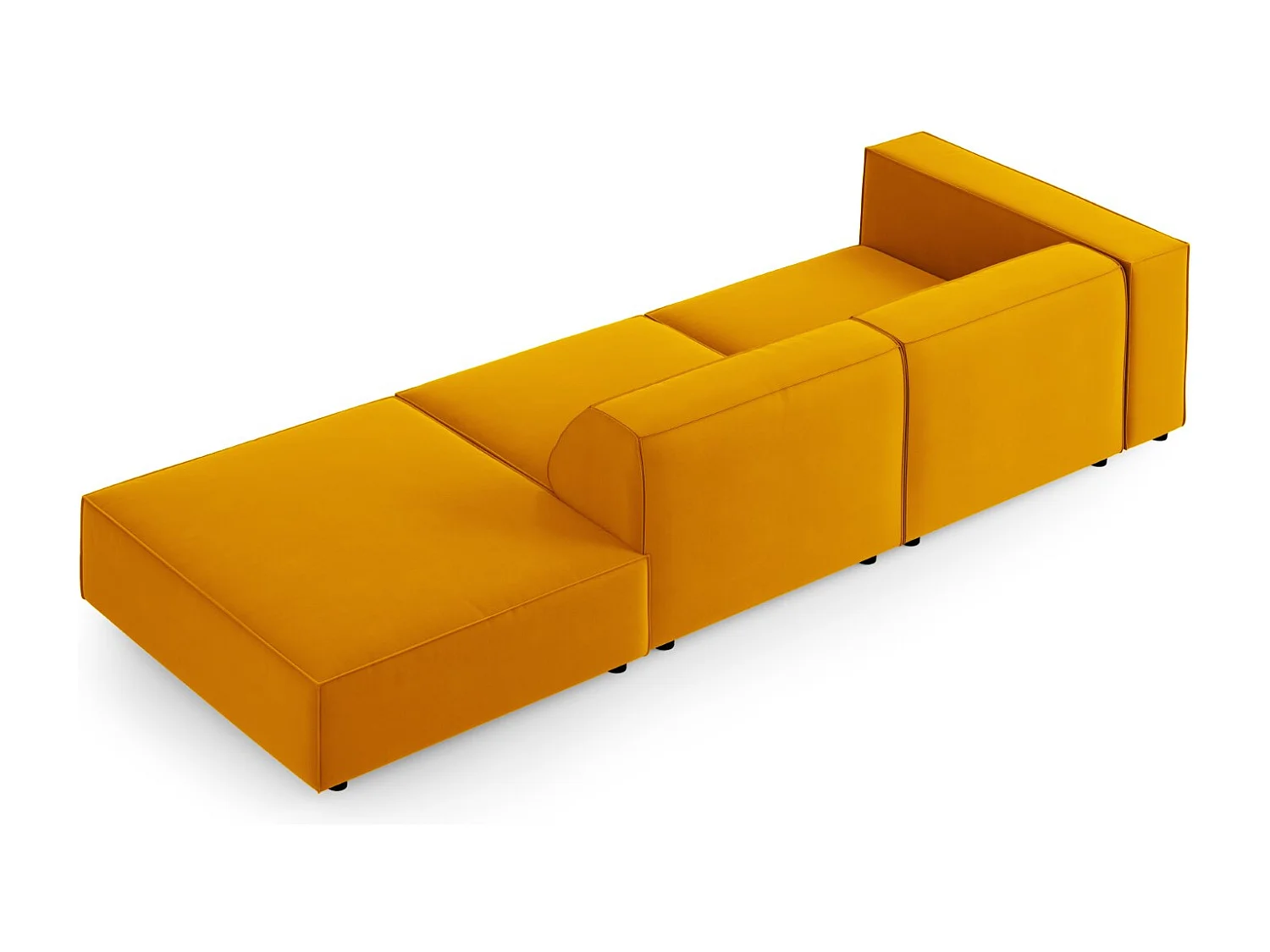 Cosmopolitan Design - Divano destro "Arendal" 4 posti in velluto giallo - 262x102x70cm