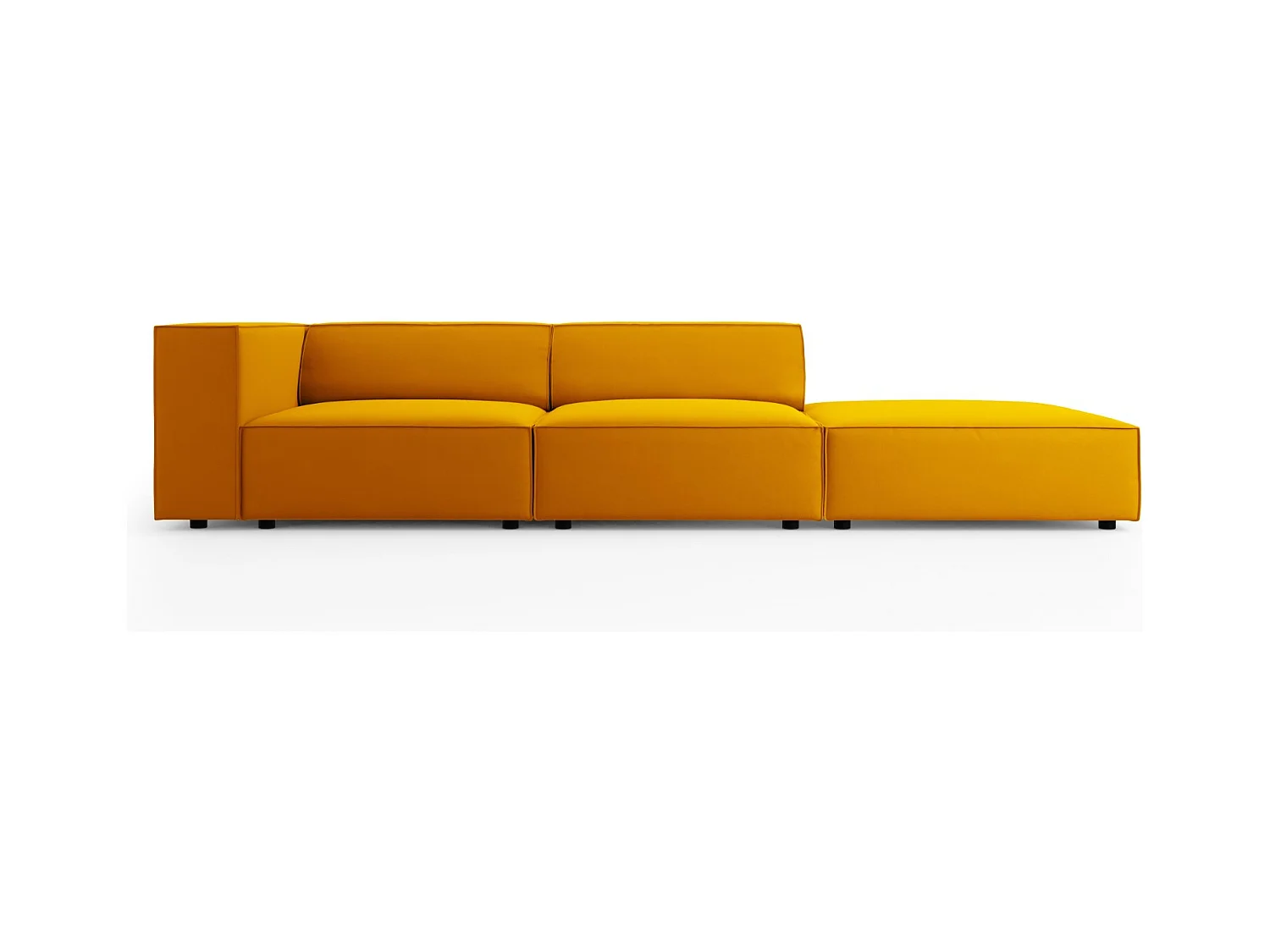 Cosmopolitan Design - Rechte bank "Arendal" 4 zitplaatsen, Flueel, GEEL - 262x102x70cm
