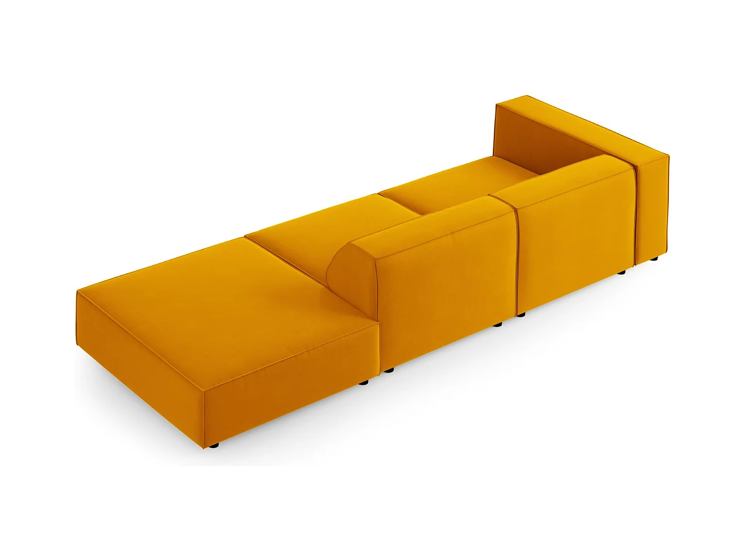Cosmopolitan Design - Canapé droit "Arendal" 4 places en velours jaune - 262x102x70cm