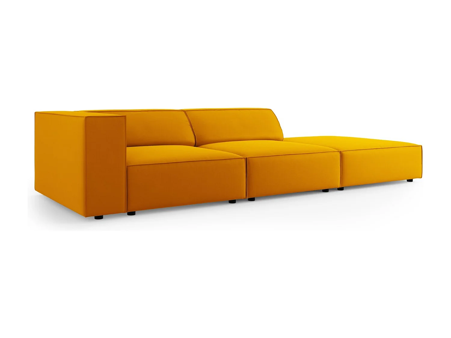 Cosmopolitan Design - Sofá direito "Arendal" 4 lugares em veludo amarelo - 262x102x70cm