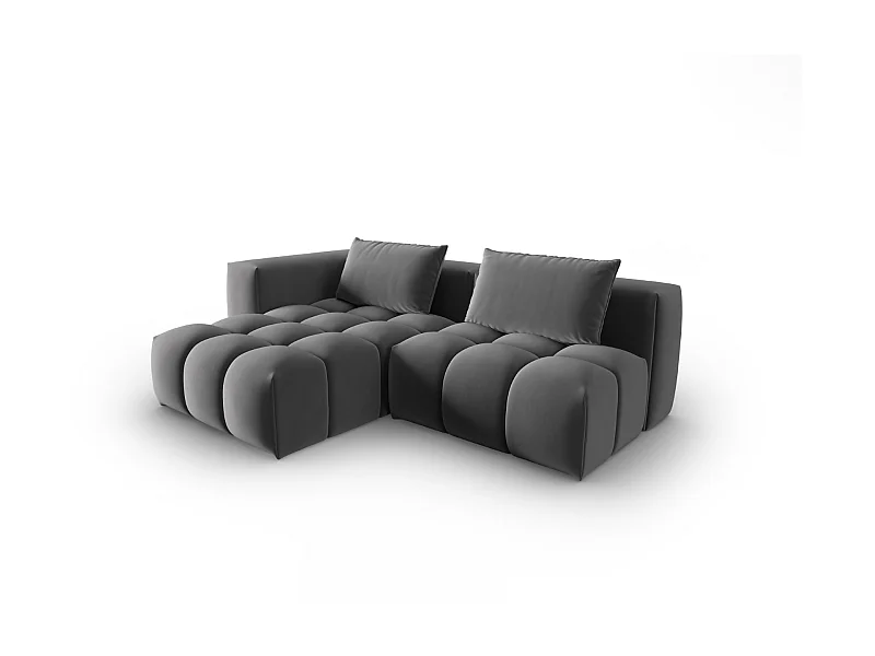 CXL by Christian Lacroix - 3-Sitzer modulares Ecksofa links "Lorella" Sitzer aus Samt Zement - 205x145x70cm