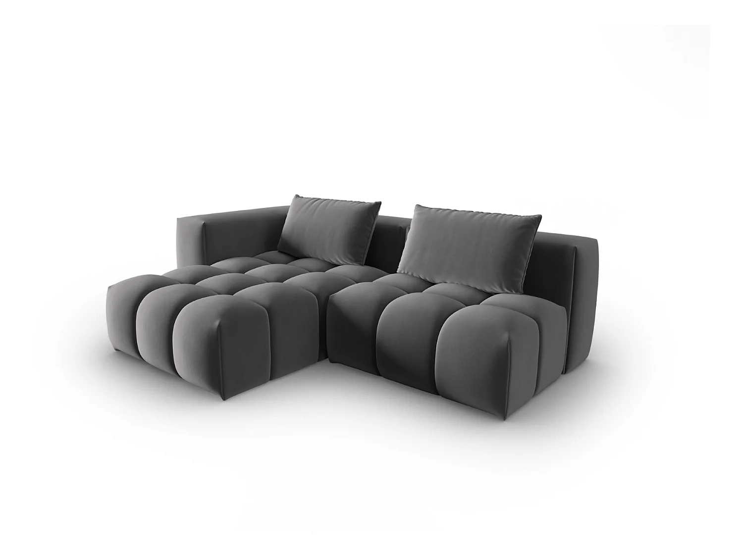 CXL by Christian Lacroix - Modulaire hoekbank links "Lorella" 3 zitplaatsen, Flueel, Cement - 205x145x70cm