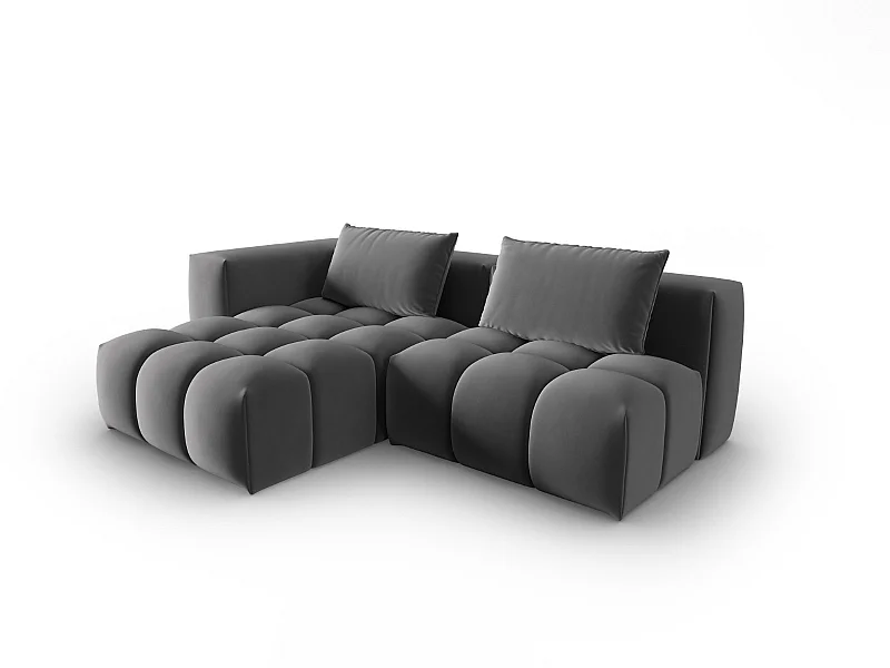 CXL by Christian Lacroix - Sofá modular de canto esquerdo "Lorella" 3 lugares em veludo cimento - 205x145x70cm