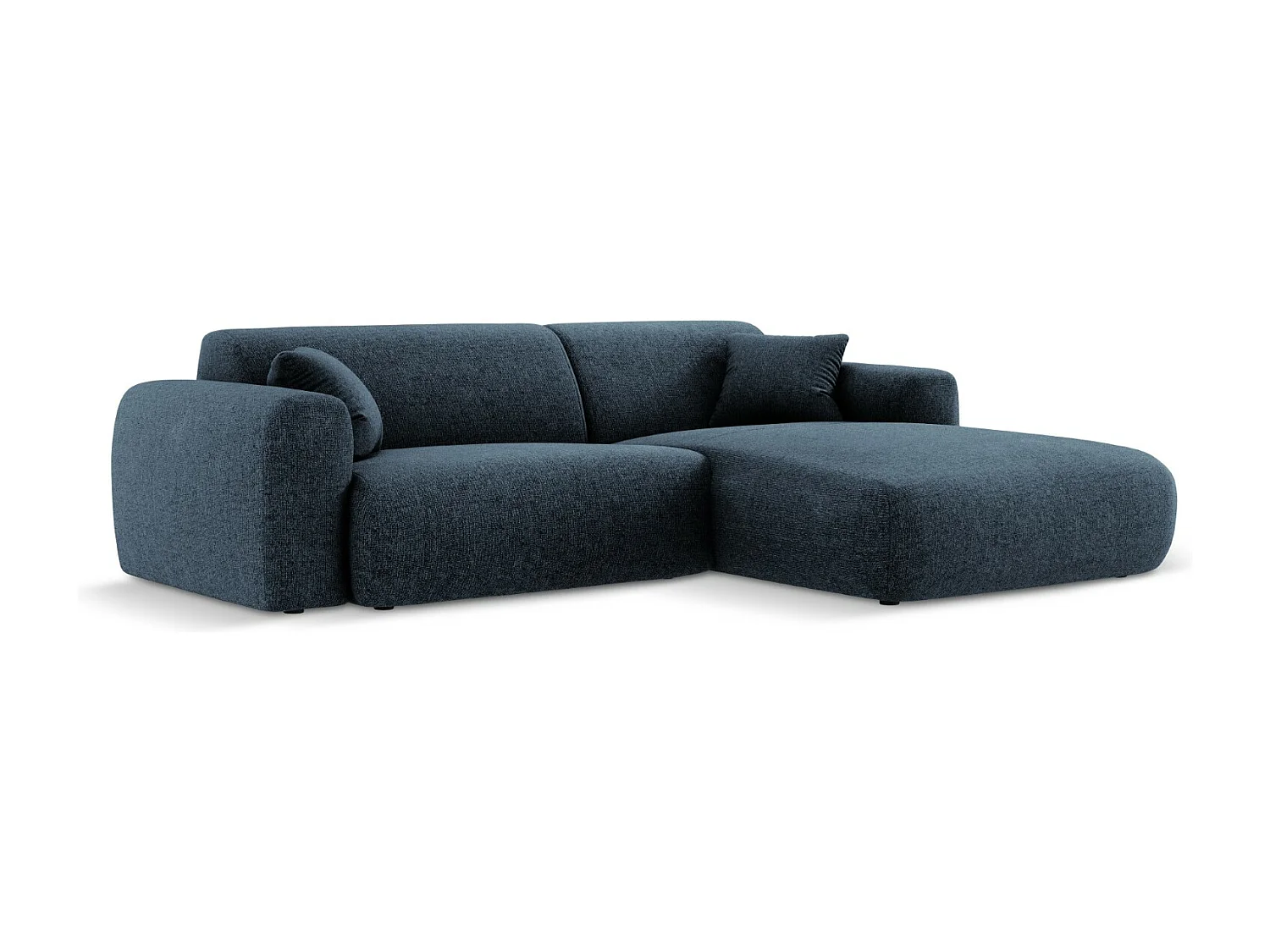 Cosmopolitan Design - Sofá esquinero derecho "Nolio" 4 plazas de tejido chenilla azul regio - 235x170x72cm